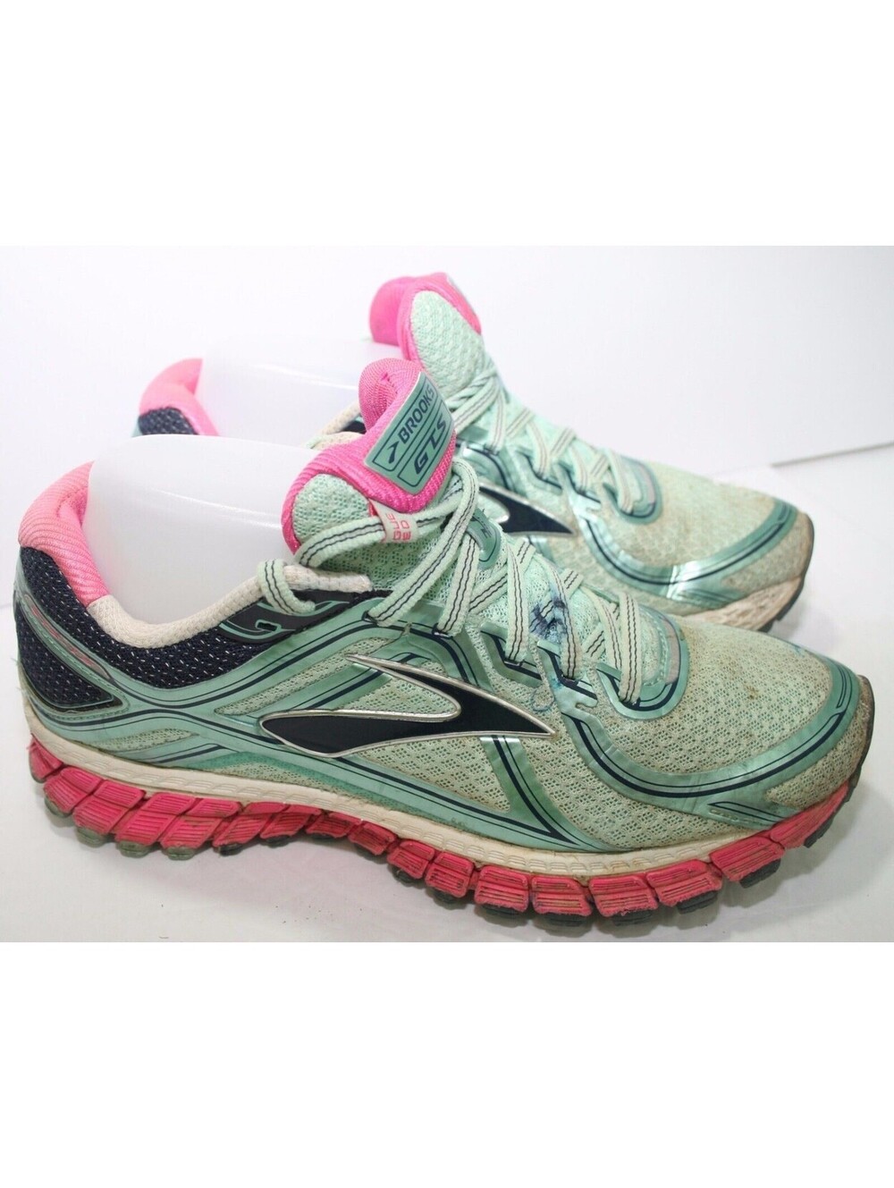 Brooks Adrenaline GTS 16 Running Shoes Womens Sz 8.5M Blue Tint Pink Glo Peacoat
